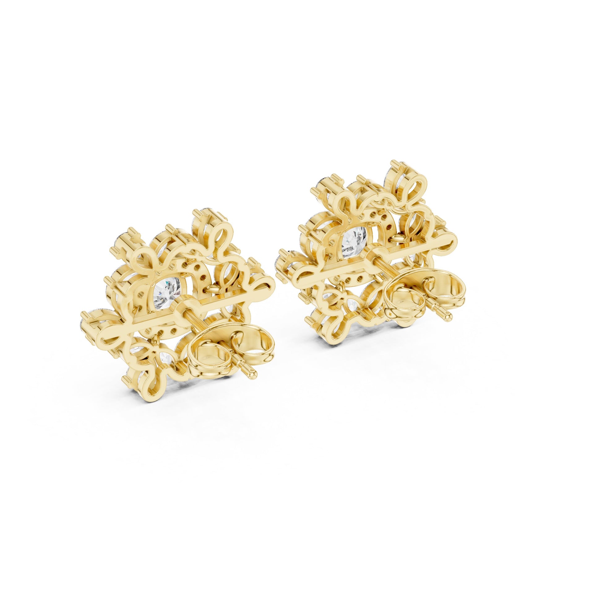 Mixed Shape Lab Grown Diamond Cluster Earrings