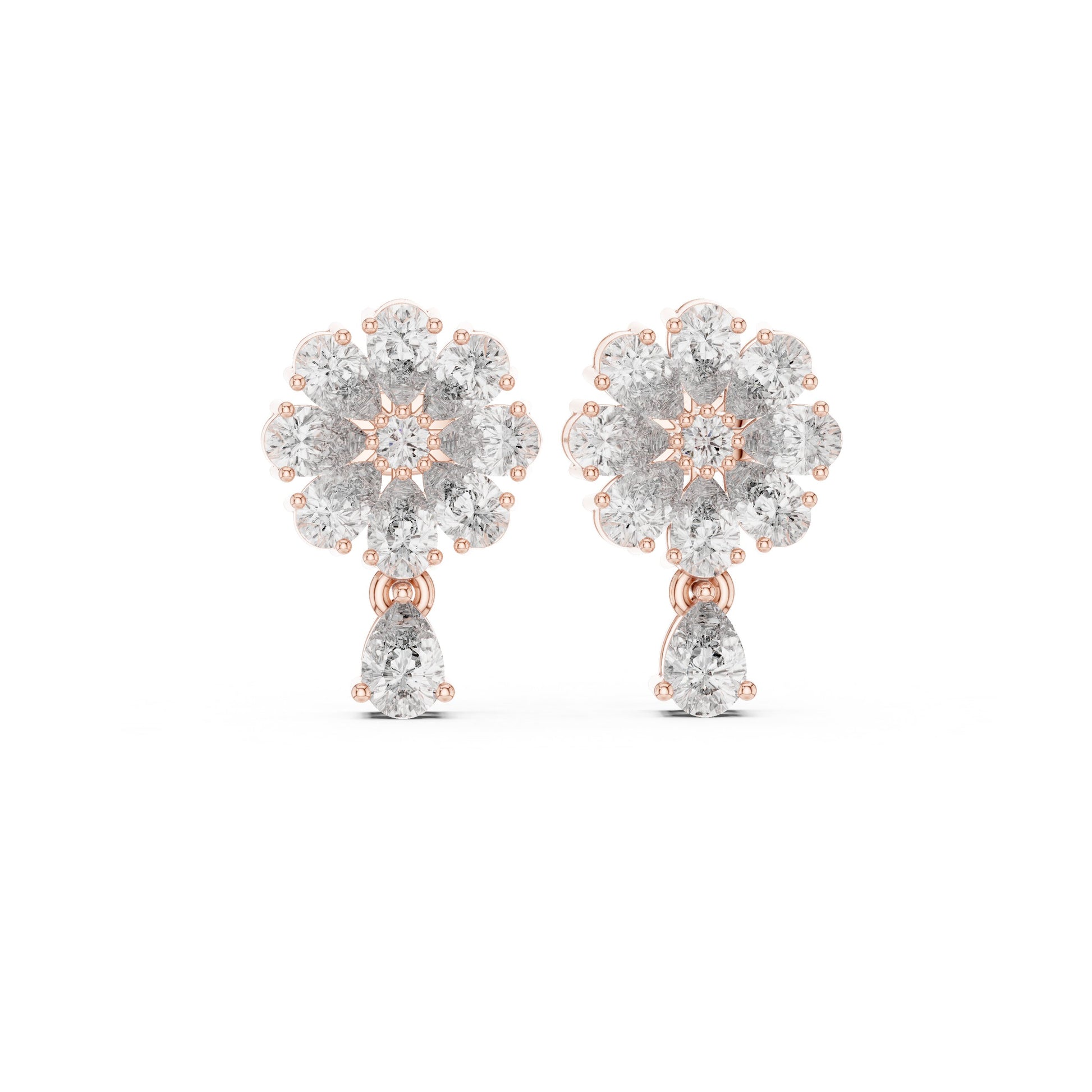 Mixed Shape Lab Grown Diamond Cluster Earrings