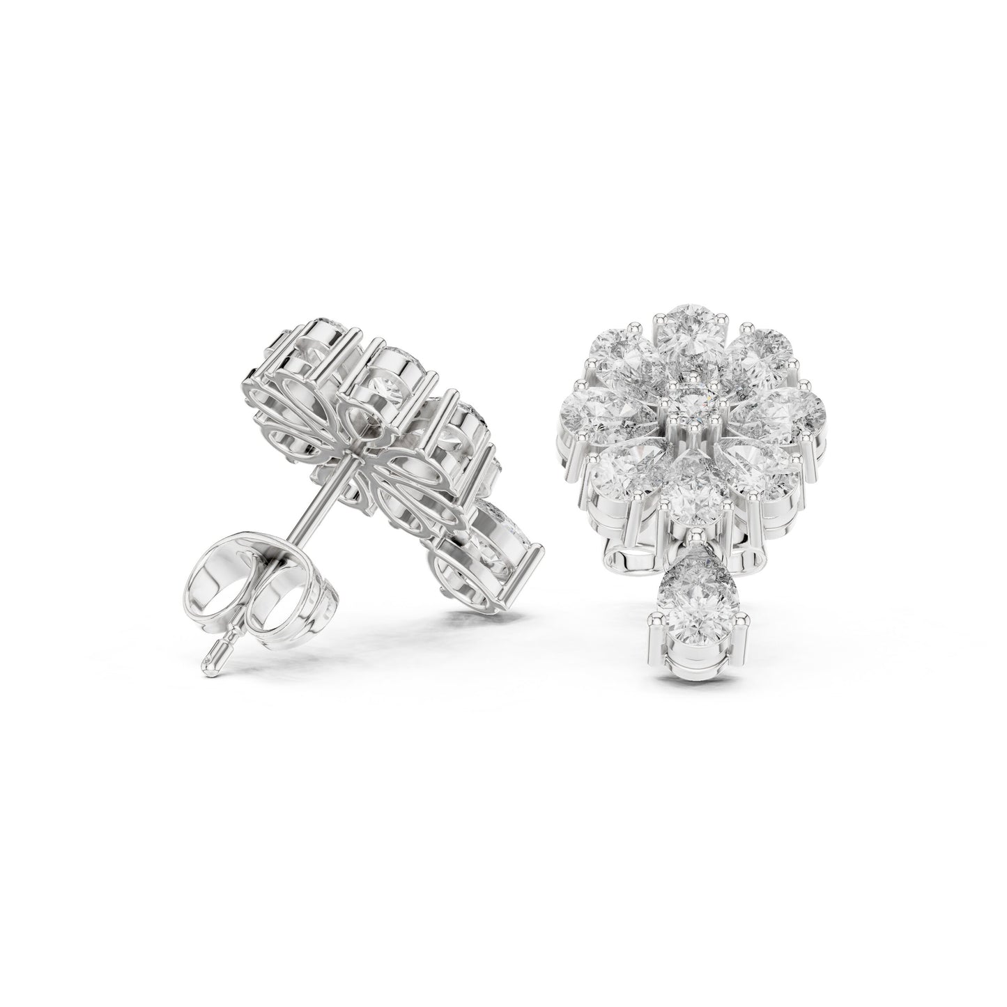 Mixed Shape Lab Grown Diamond Cluster Earrings