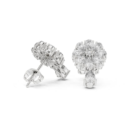 Mixed Shape Lab Grown Diamond Cluster Earrings