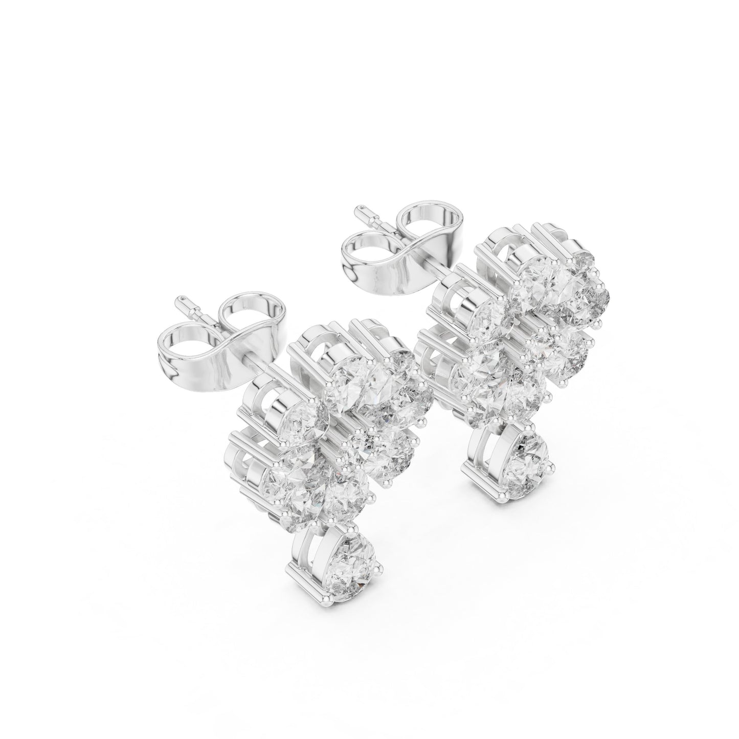 Mixed Shape Lab Grown Diamond Cluster Earrings