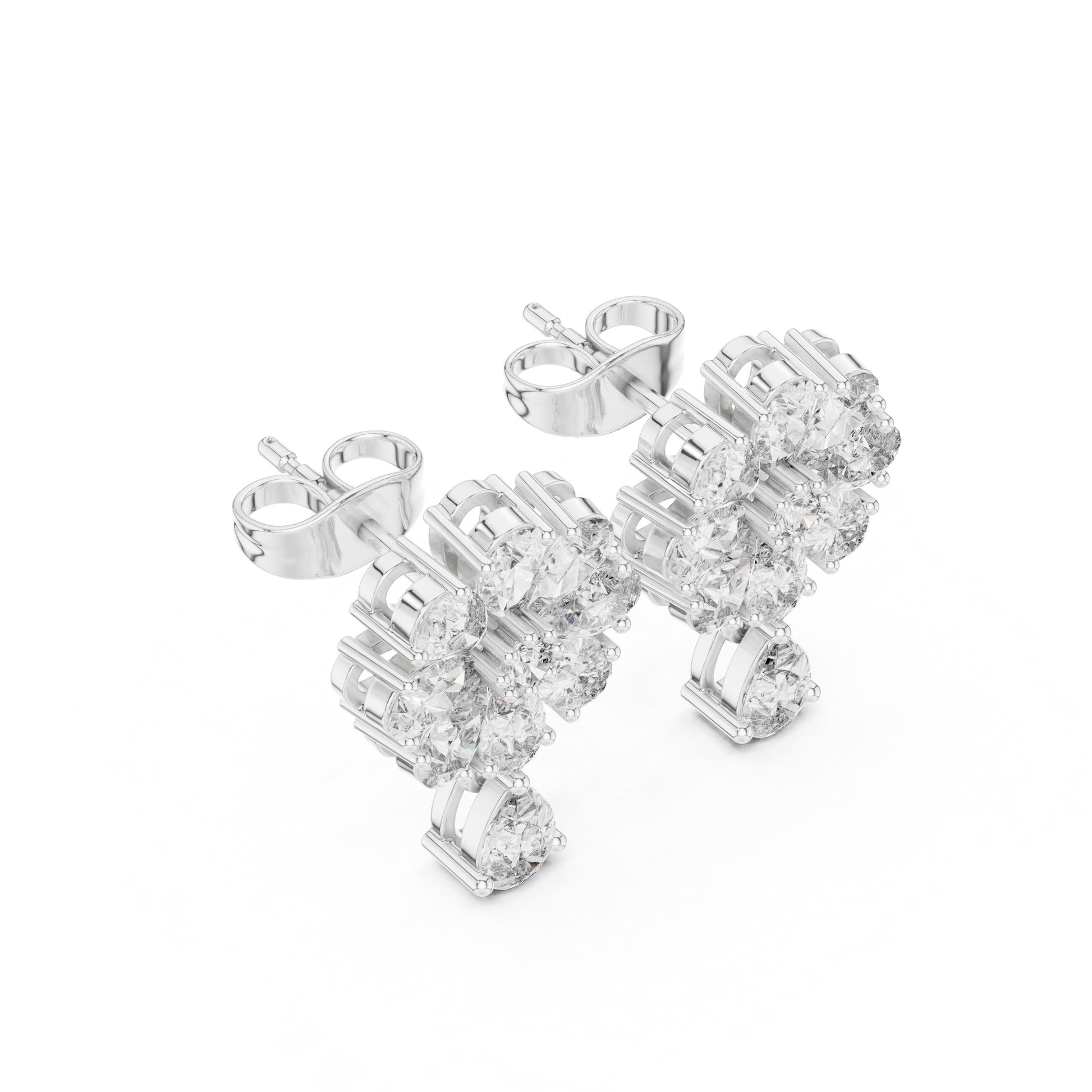 Mixed Shape Lab Grown Diamond Cluster Earrings