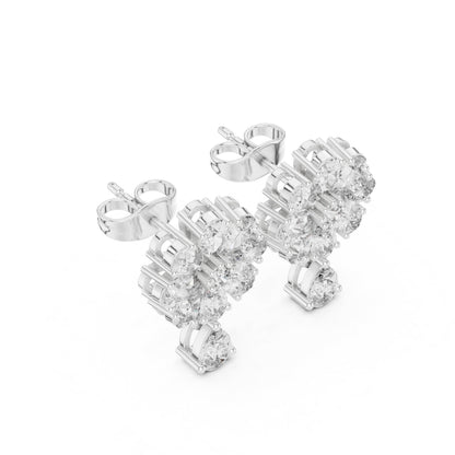 Mixed Shape Lab Grown Diamond Cluster Earrings