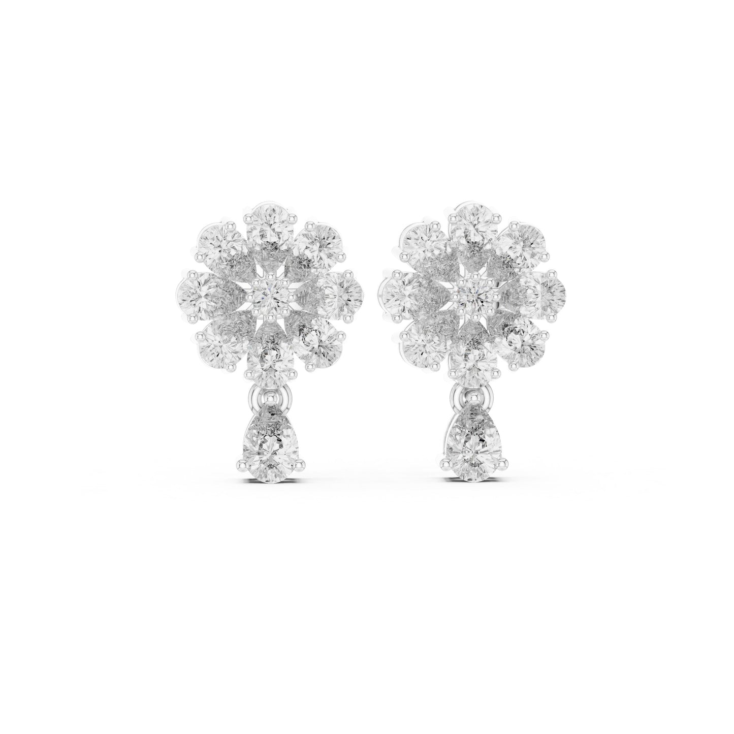 Mixed Shape Lab Grown Diamond Cluster Earrings