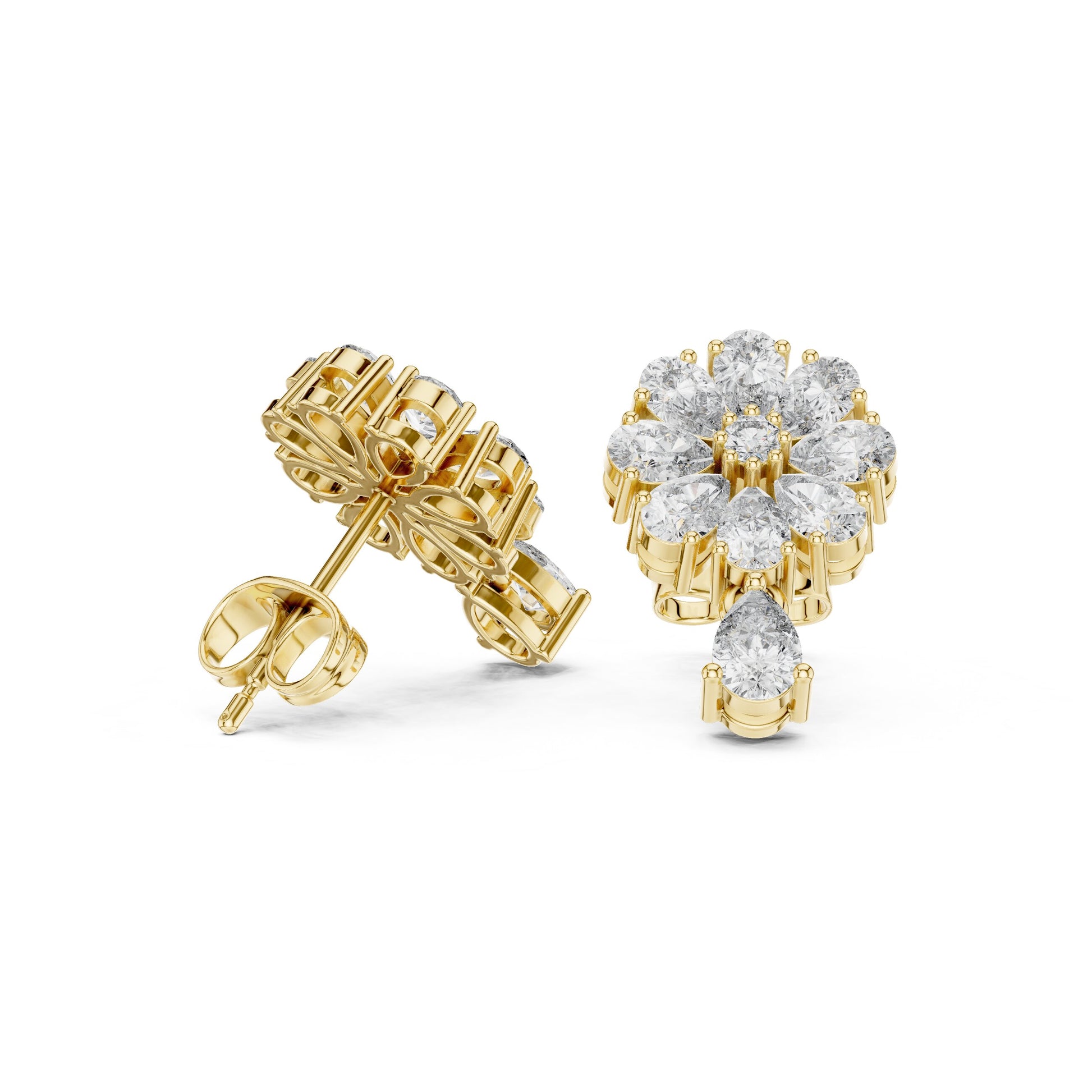Mixed Shape Lab Grown Diamond Cluster Earrings