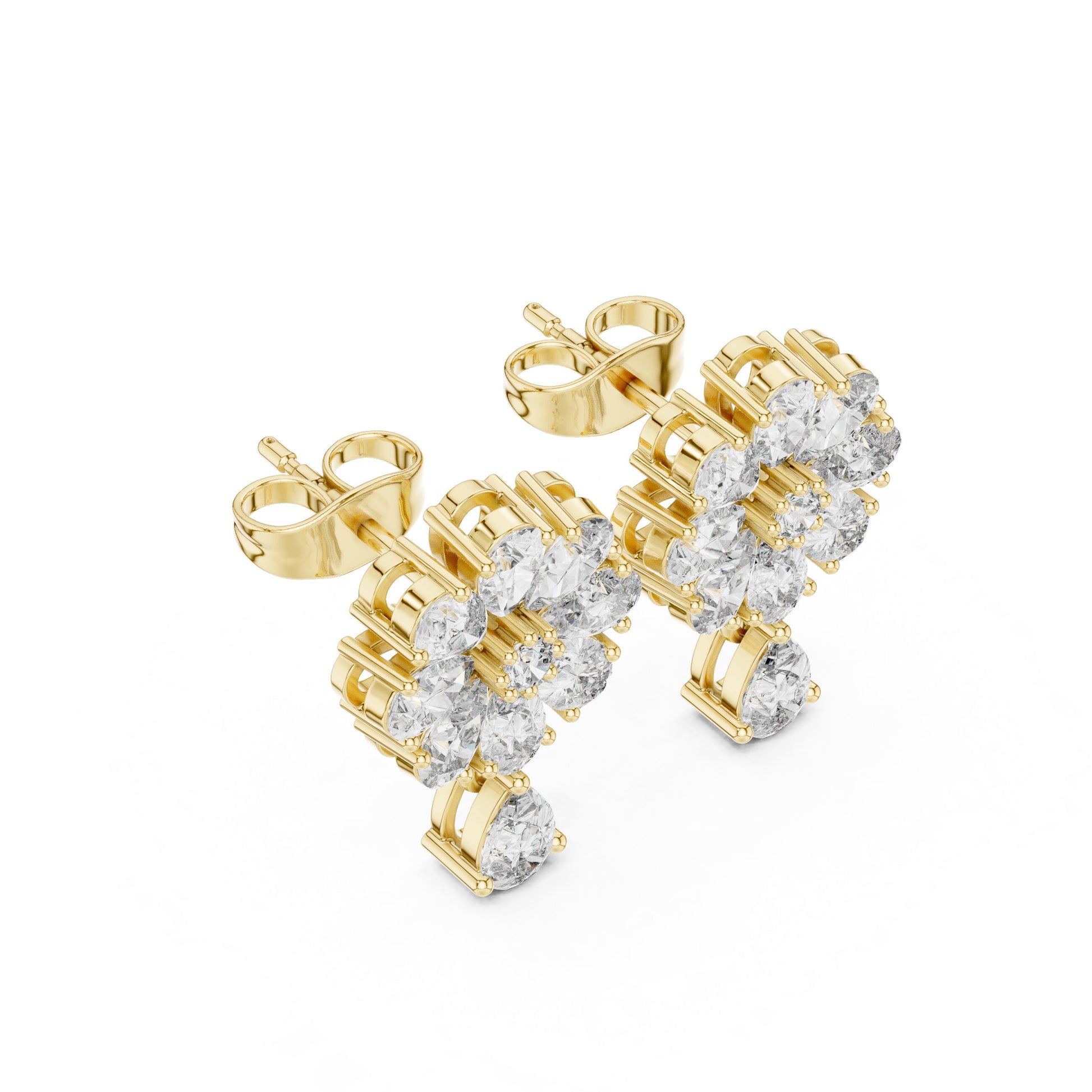Mixed Shape Lab Grown Diamond Cluster Earrings