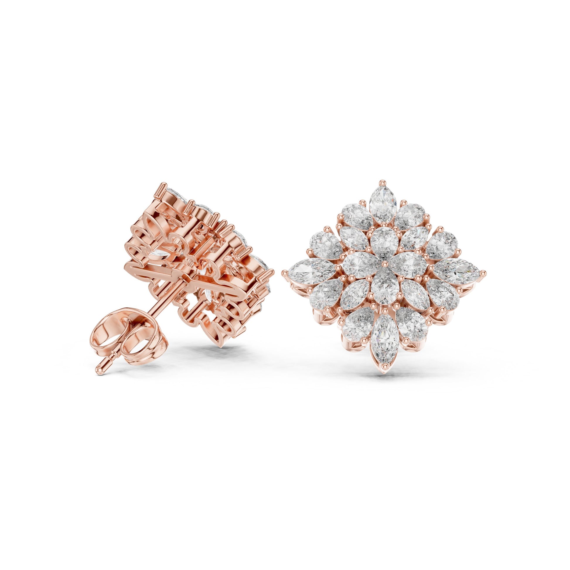 Mixed Shape Lab Grown Diamond Cluster Earrings