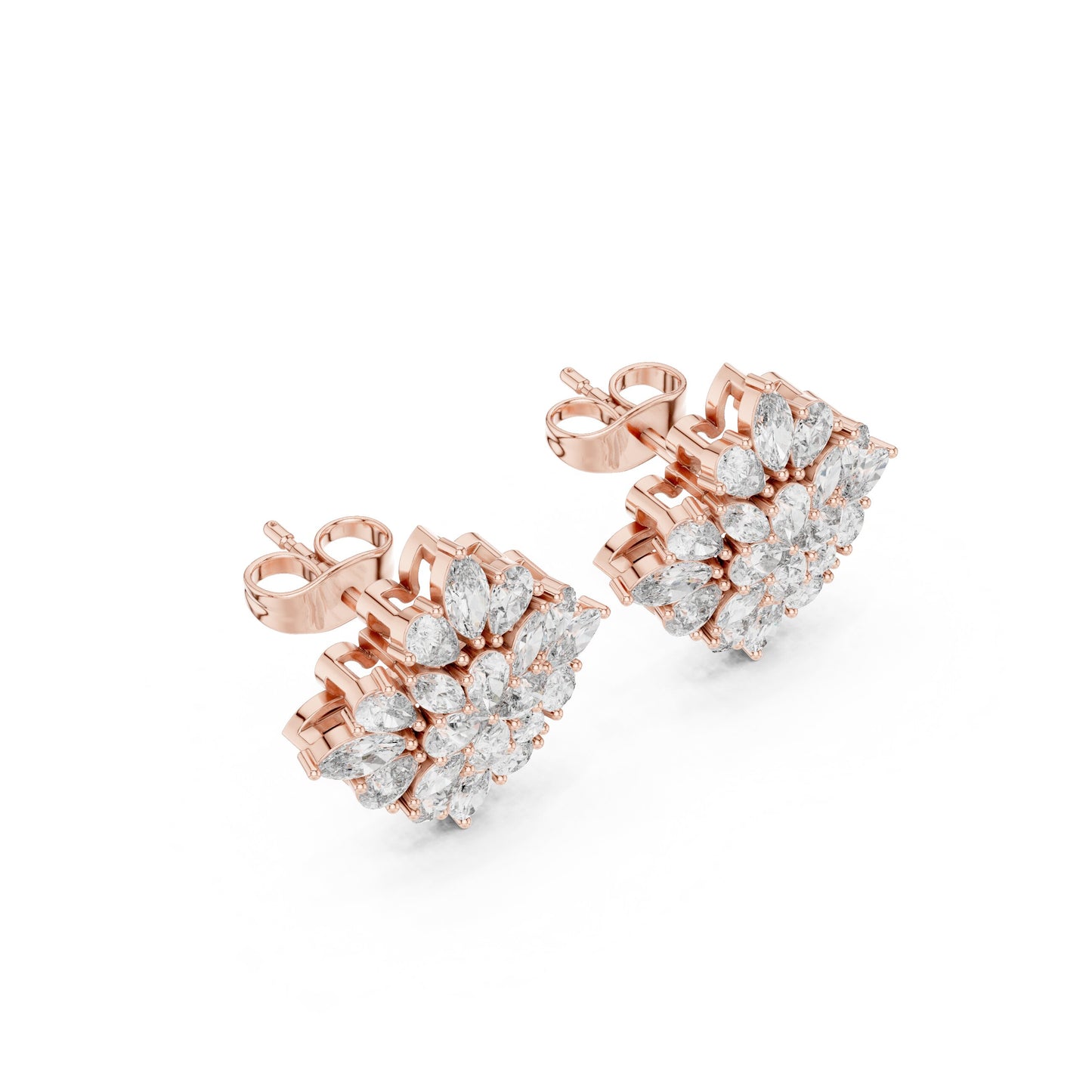 Mixed Shape Lab Grown Diamond Cluster Earrings