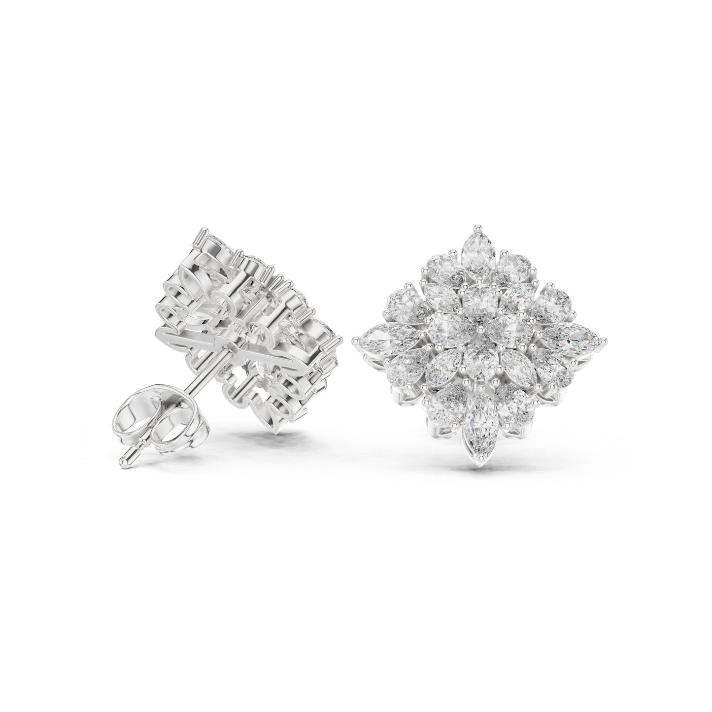 Mixed Shape Lab Grown Diamond Cluster Earrings