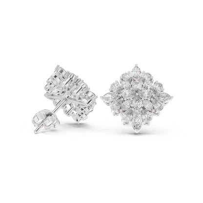Mixed Shape Lab Grown Diamond Cluster Earrings