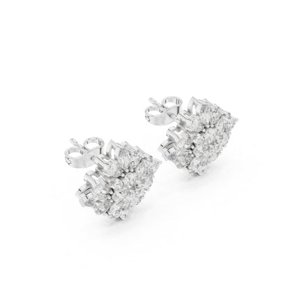 Mixed Shape Lab Grown Diamond Cluster Earrings