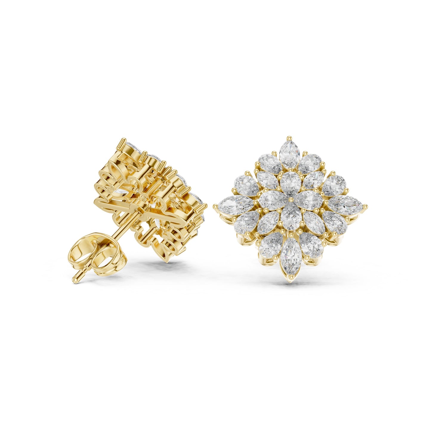 Mixed Shape Lab Grown Diamond Cluster Earrings