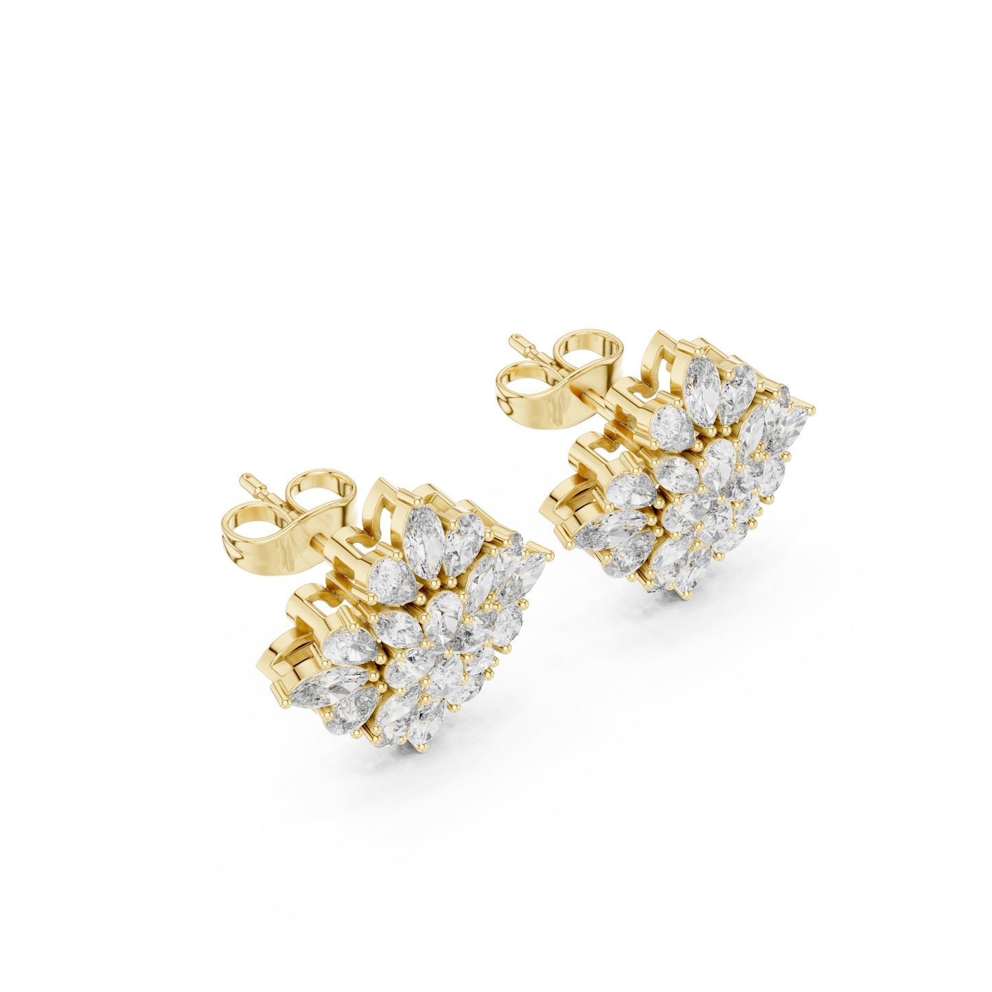 Mixed Shape Lab Grown Diamond Cluster Earrings
