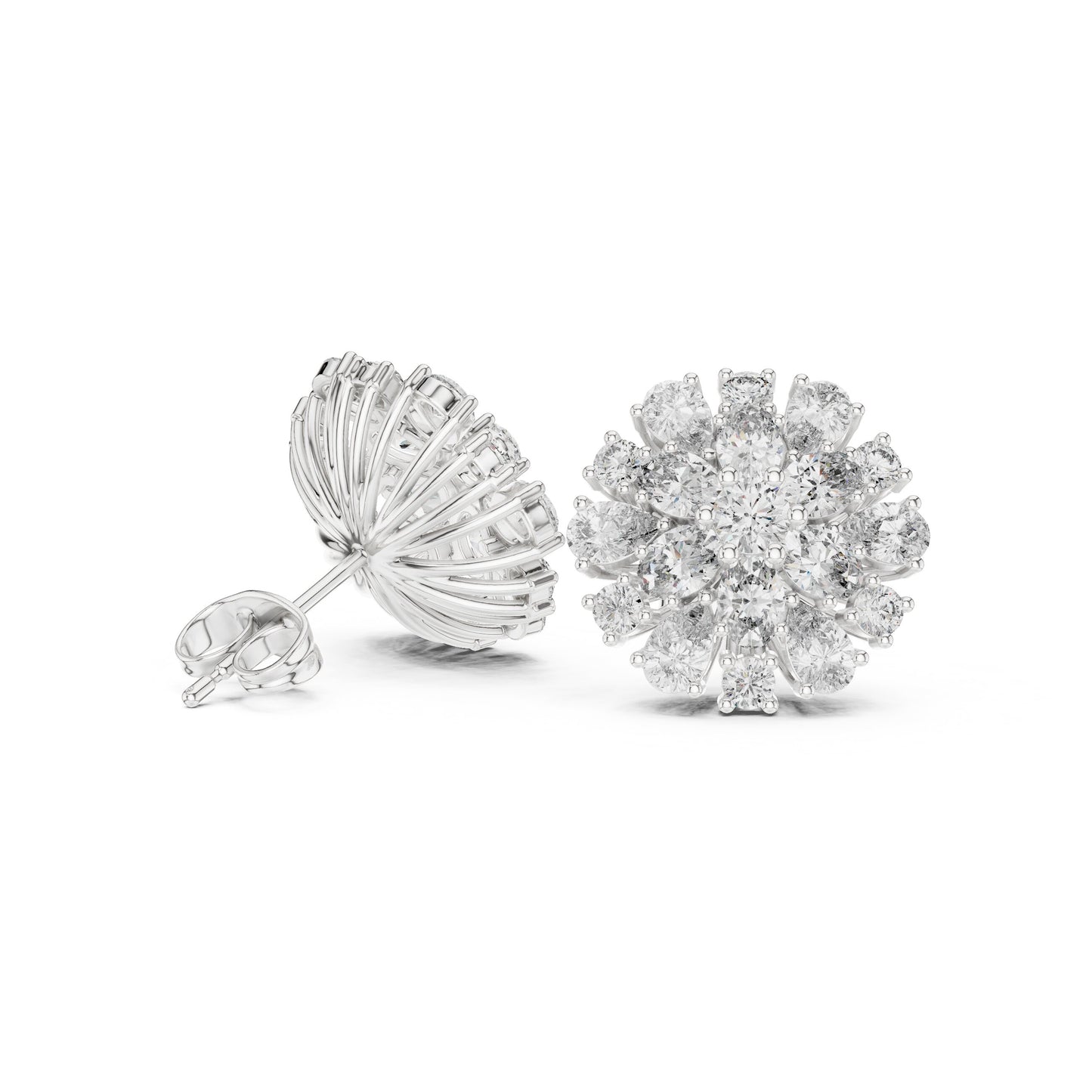 Round Cluster Lab Grown Diamond Earrings