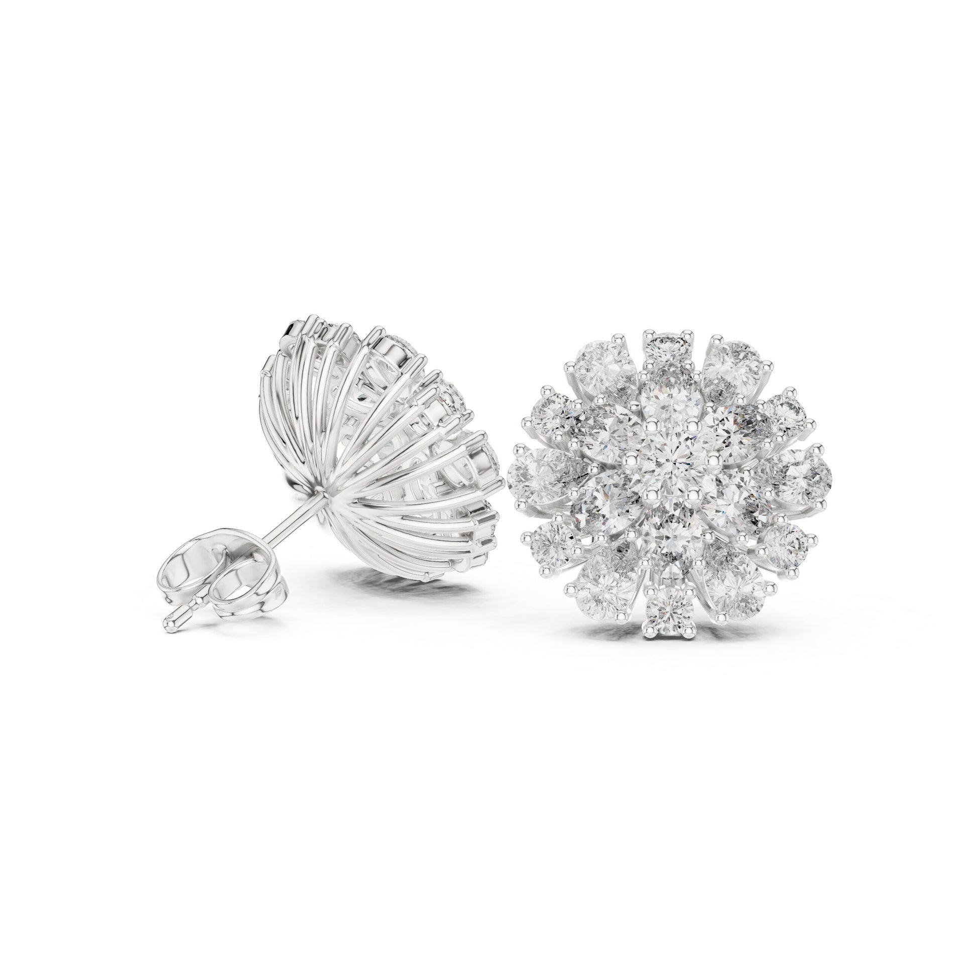 Round Cluster Lab Grown Diamond Earrings