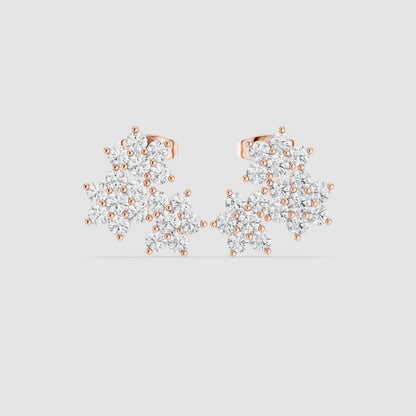 Round Cluster Lab Grown Diamond Earrings