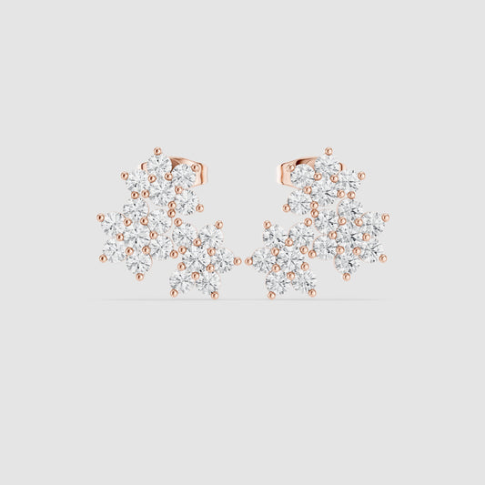 Round Cluster Lab Grown Diamond Earrings