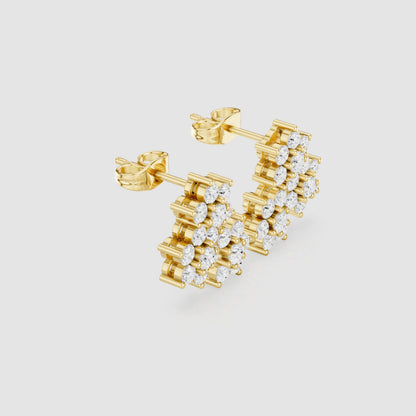 Round Cluster Lab Grown Diamond Earrings