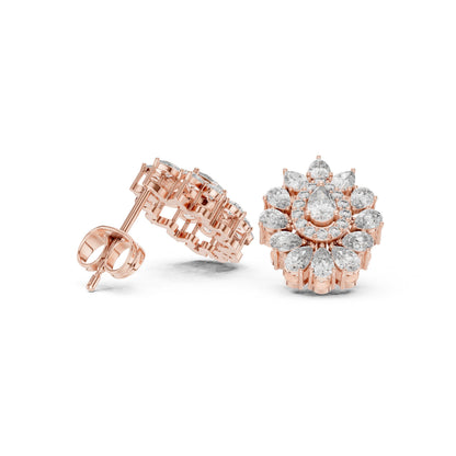 Mixed Shape Lab Grown Diamond Cluster Earrings