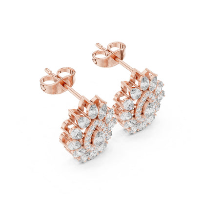 Mixed Shape Lab Grown Diamond Cluster Earrings