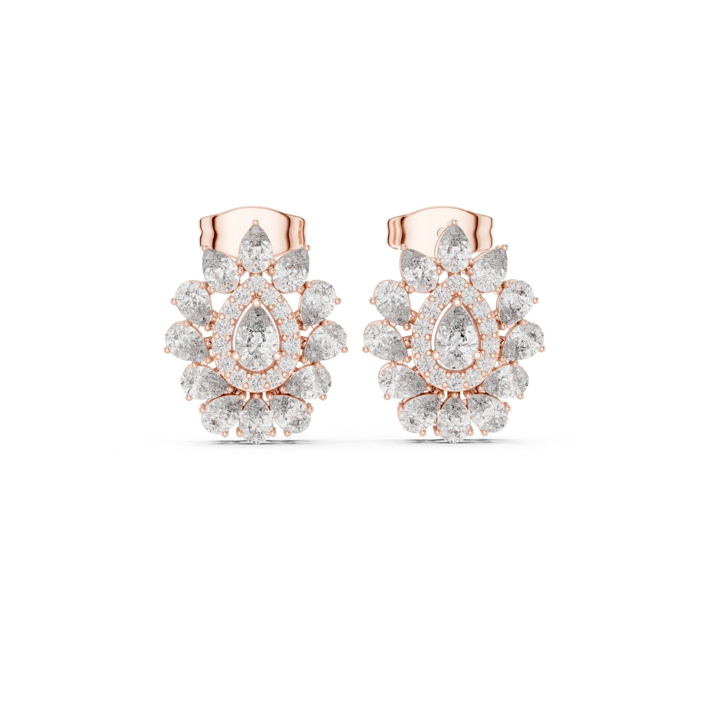 Mixed Shape Lab Grown Diamond Cluster Earrings