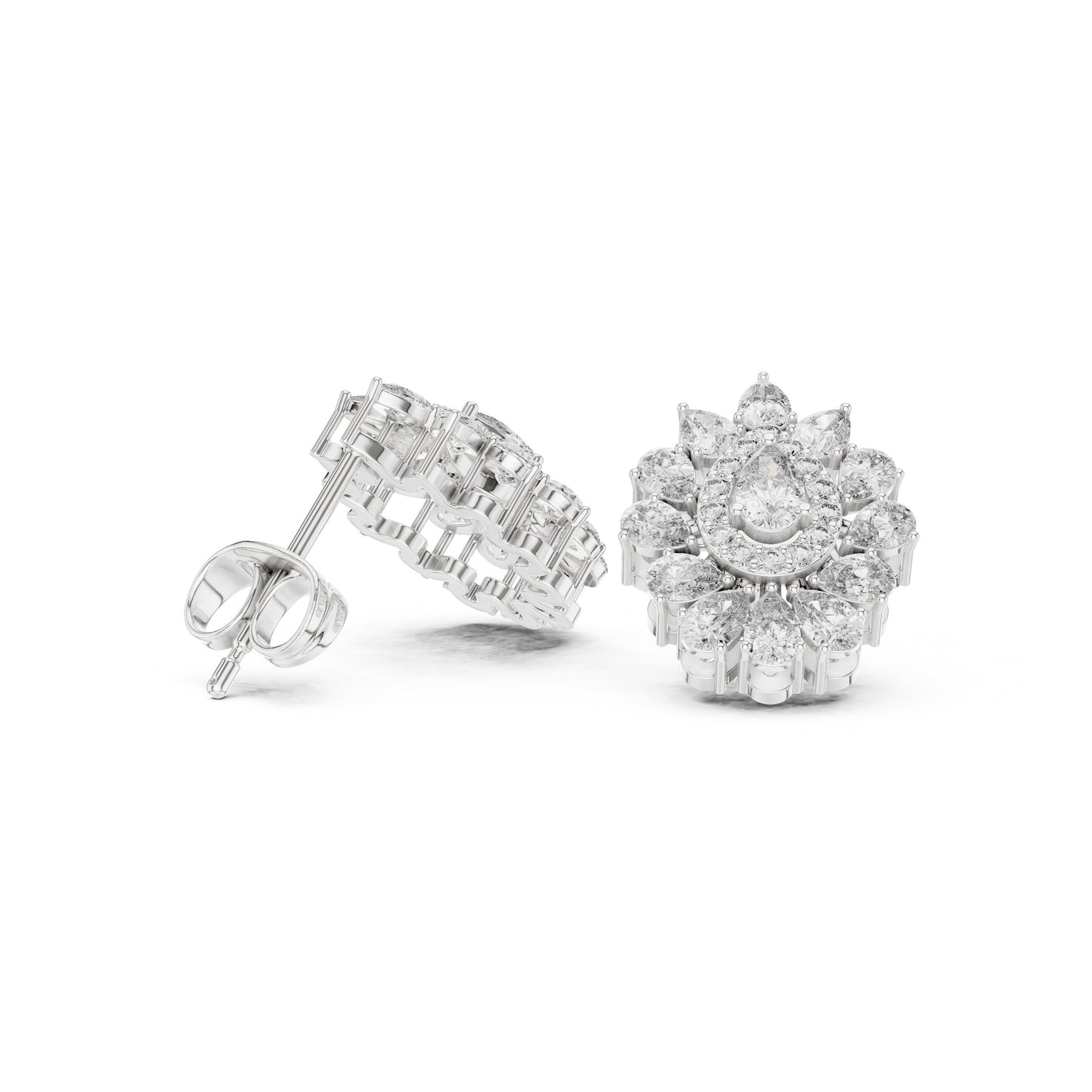 Mixed Shape Lab Grown Diamond Cluster Earrings