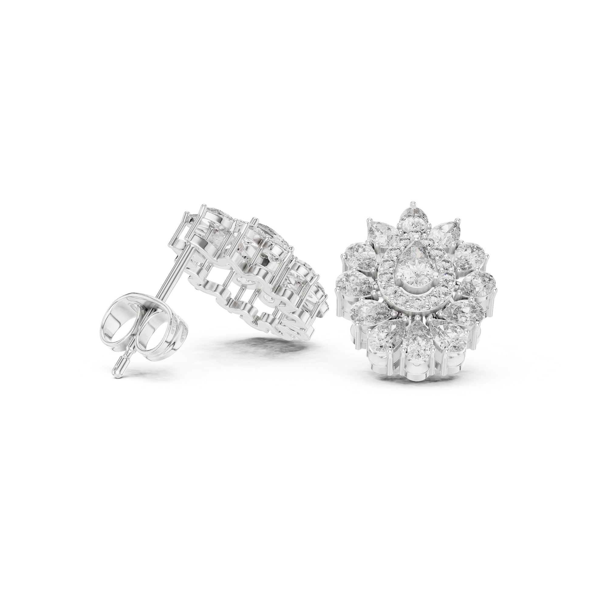 Mixed Shape Lab Grown Diamond Cluster Earrings