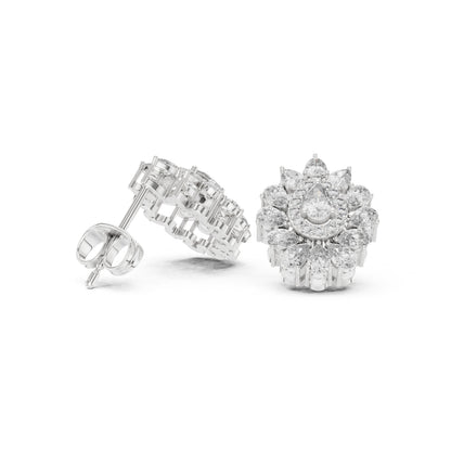 Mixed Shape Lab Grown Diamond Cluster Earrings