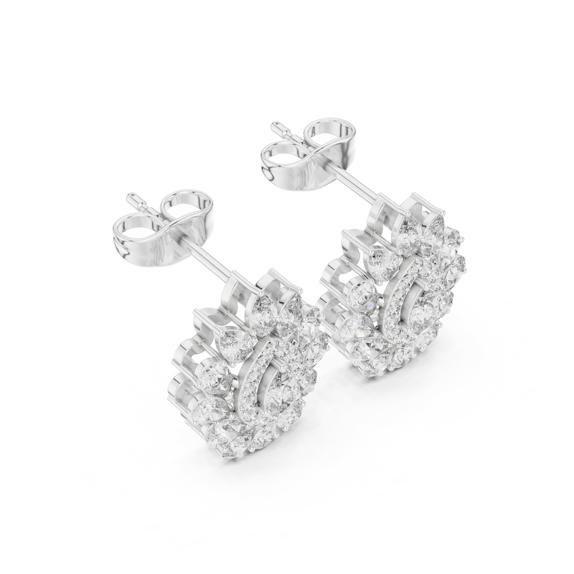 Mixed Shape Lab Grown Diamond Cluster Earrings