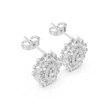 Mixed Shape Lab Grown Diamond Cluster Earrings