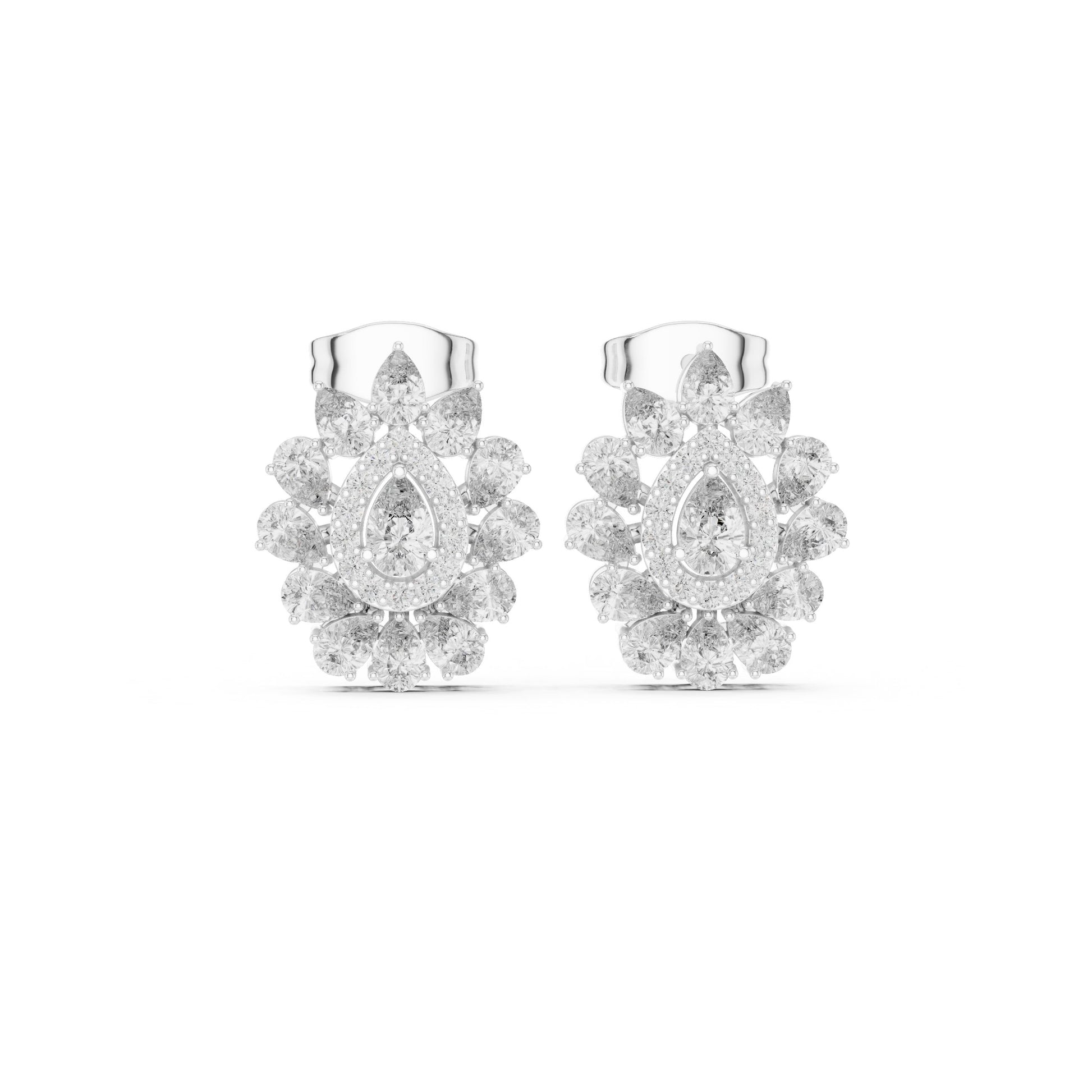 Mixed Shape Lab Grown Diamond Cluster Earrings