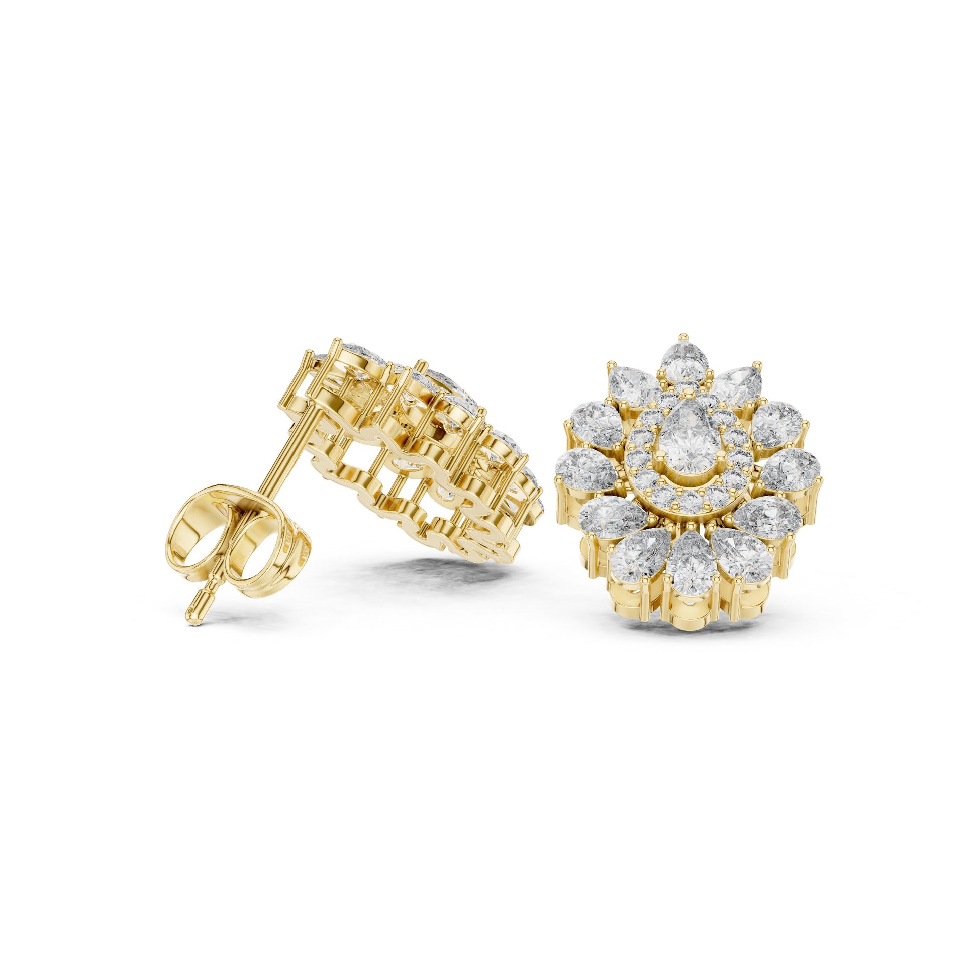 Mixed Shape Lab Grown Diamond Cluster Earrings