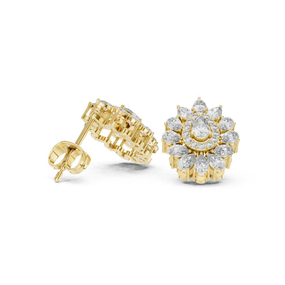 Mixed Shape Lab Grown Diamond Cluster Earrings