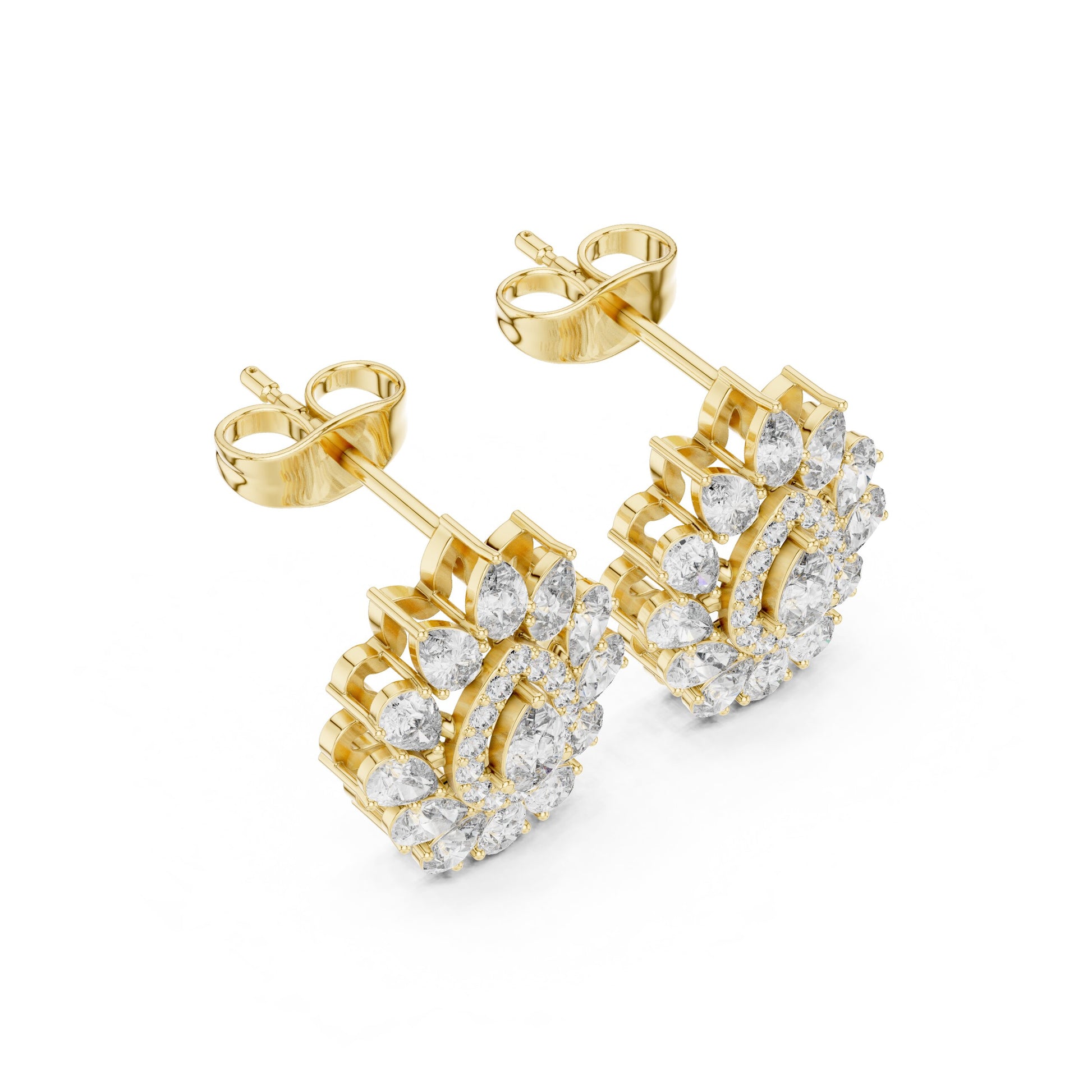 Mixed Shape Lab Grown Diamond Cluster Earrings