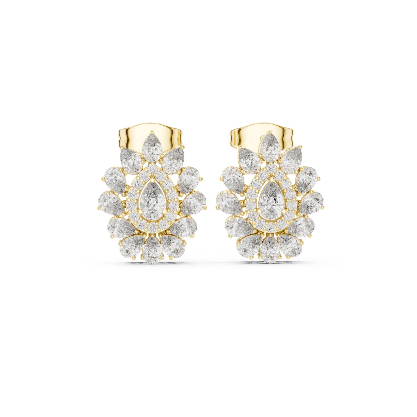 Mixed Shape Lab Grown Diamond Cluster Earrings