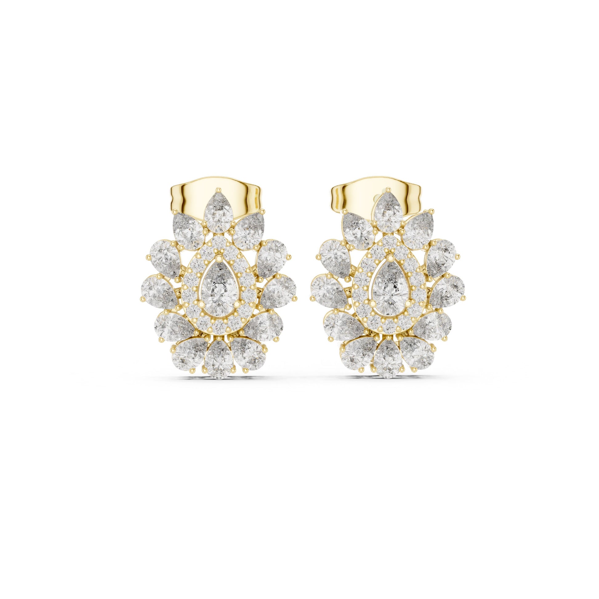 Mixed Shape Lab Grown Diamond Cluster Earrings