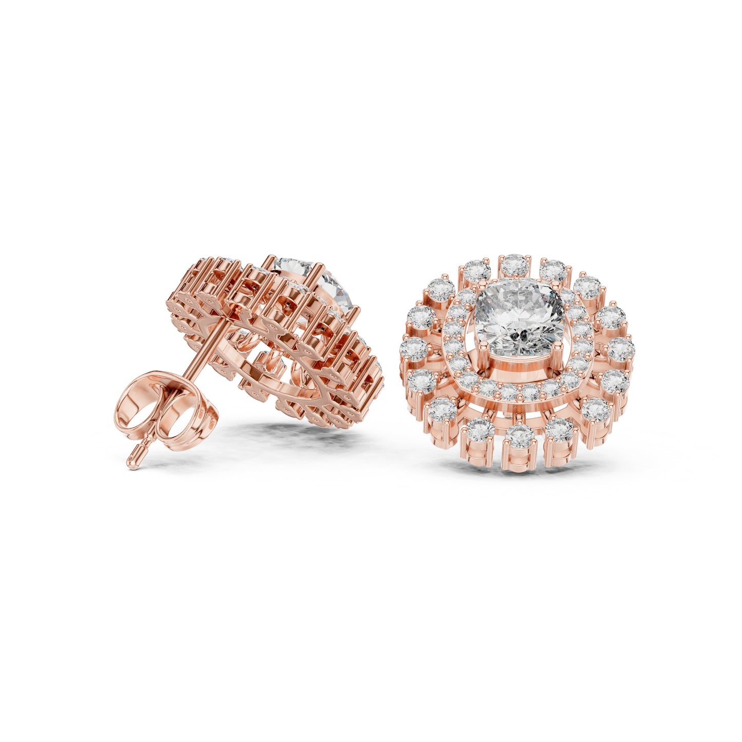 Round Stud Lab Grown Diamond Earrings