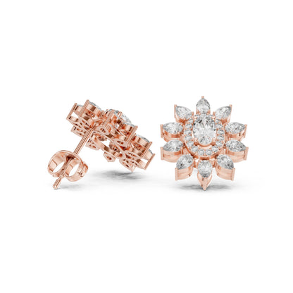 Mixed Shape Lab Grown Diamond Cluster Earrings
