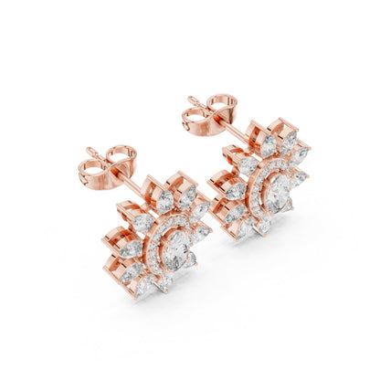 Mixed Shape Lab Grown Diamond Cluster Earrings