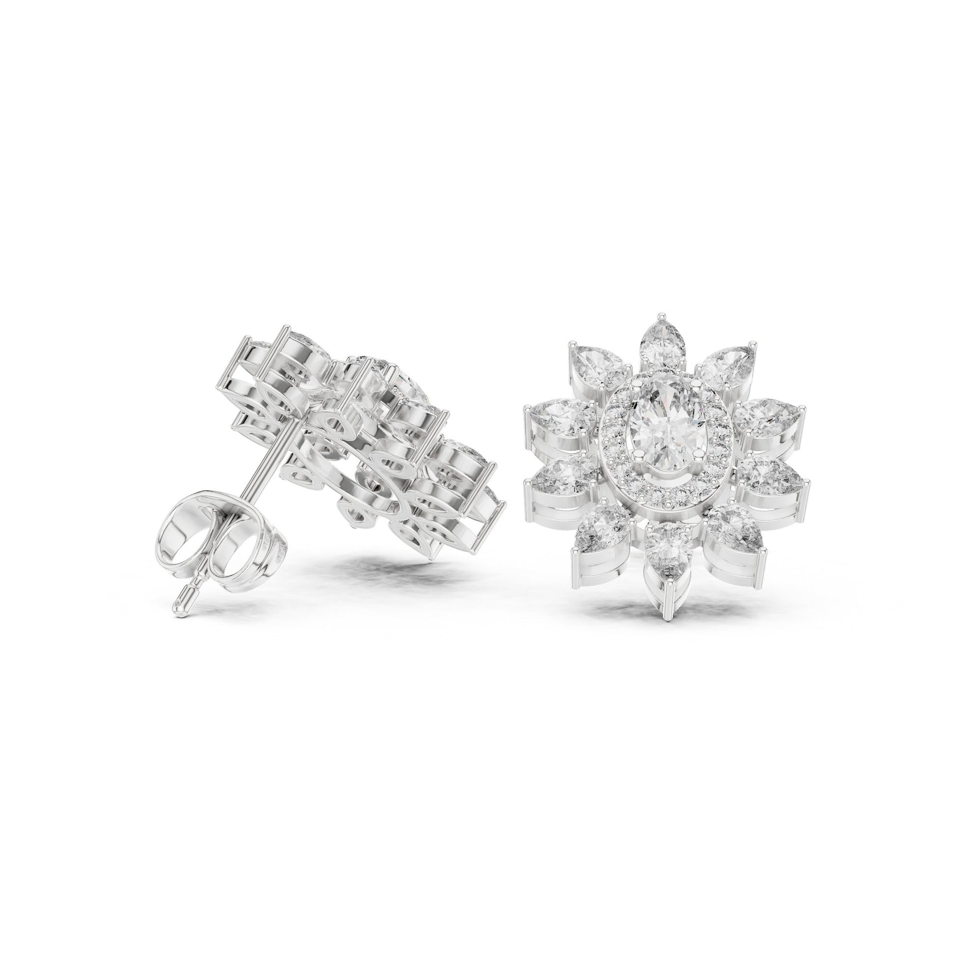Mixed Shape Lab Grown Diamond Cluster Earrings