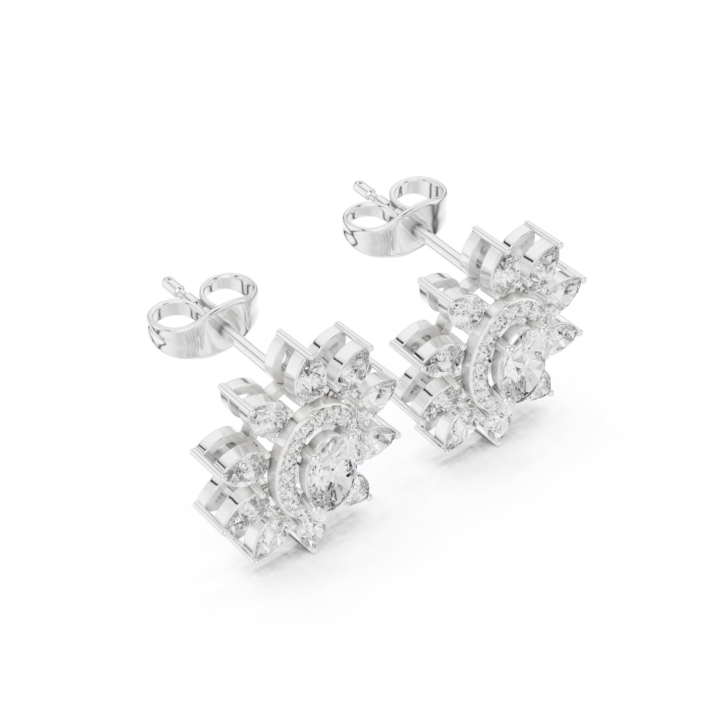 Mixed Shape Lab Grown Diamond Cluster Earrings