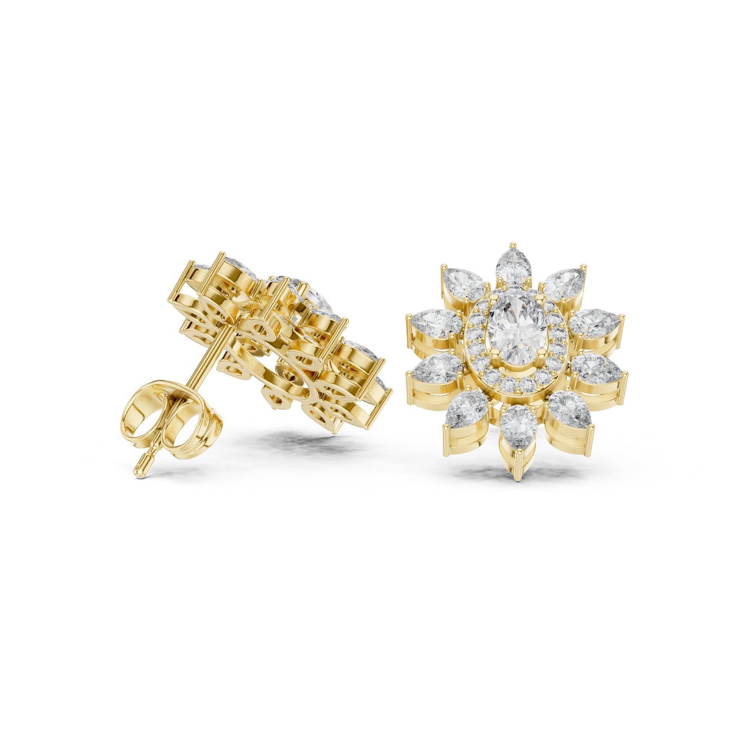 Mixed Shape Lab Grown Diamond Cluster Earrings