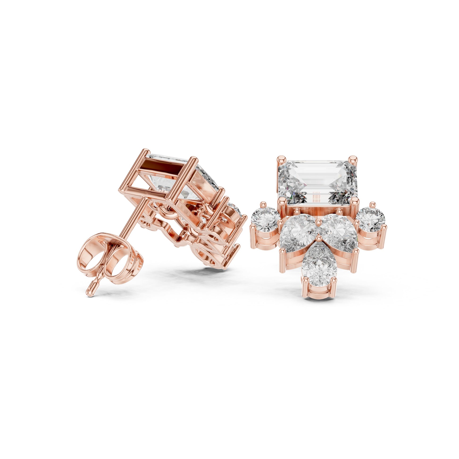 Mixed Shape Lab Grown Diamond Cluster Earrings