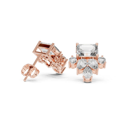 Mixed Shape Lab Grown Diamond Cluster Earrings