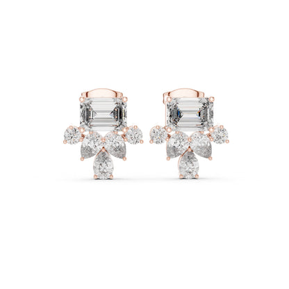 Mixed Shape Lab Grown Diamond Cluster Earrings