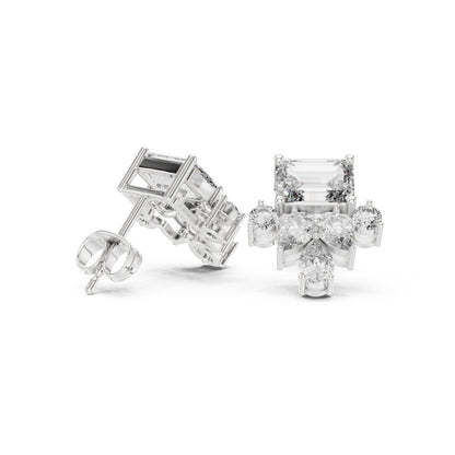 Mixed Shape Lab Grown Diamond Cluster Earrings