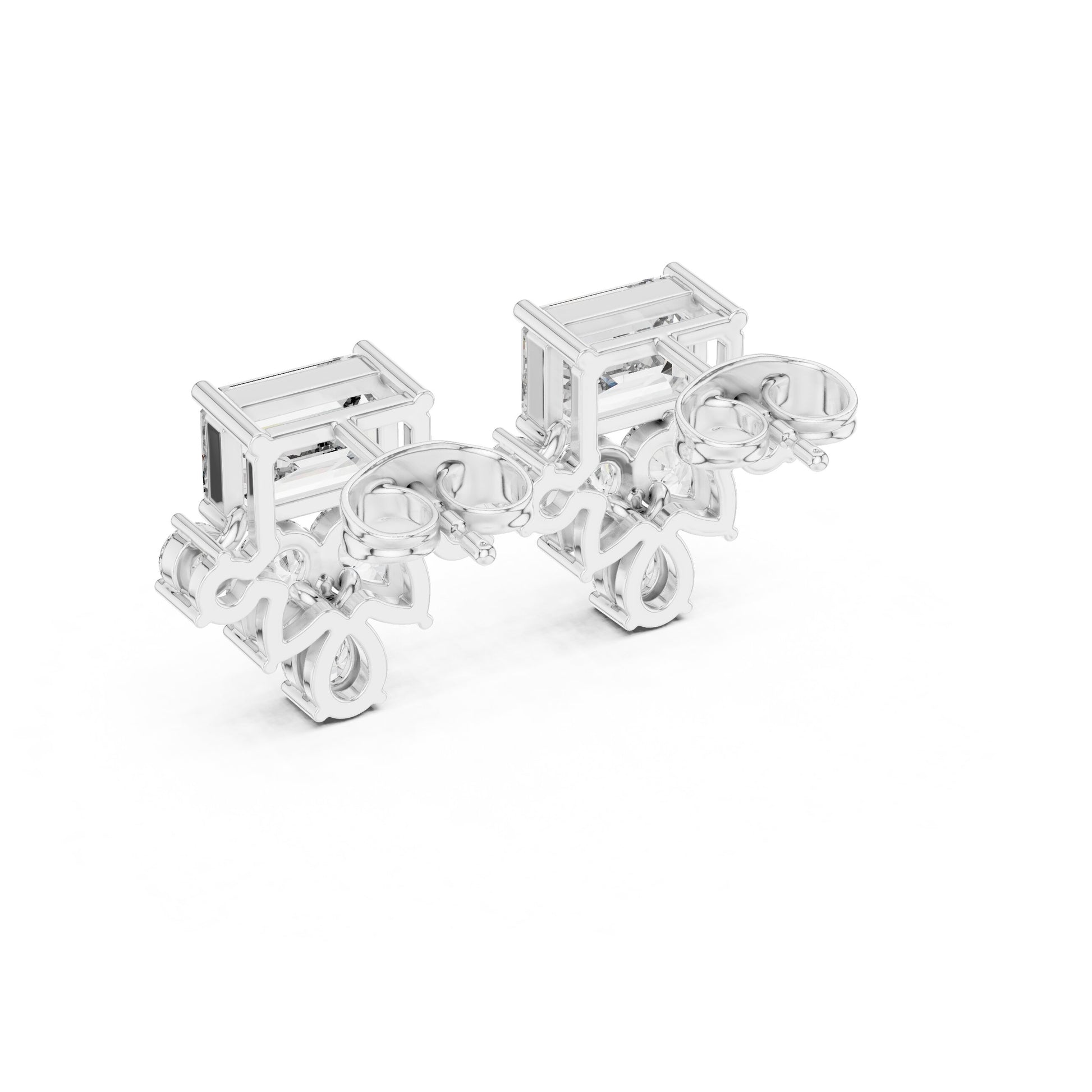 Mixed Shape Lab Grown Diamond Cluster Earrings