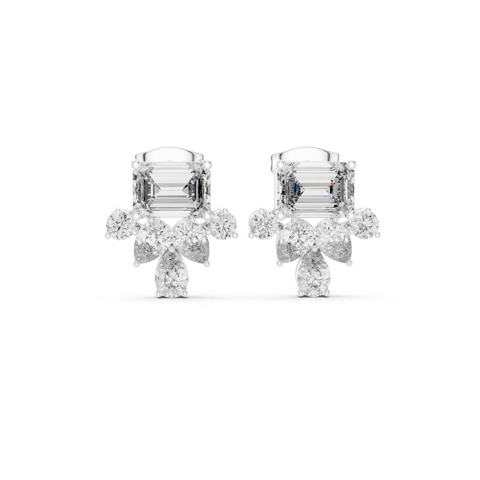 Mixed Shape Lab Grown Diamond Cluster Earrings
