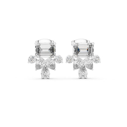 Mixed Shape Lab Grown Diamond Cluster Earrings