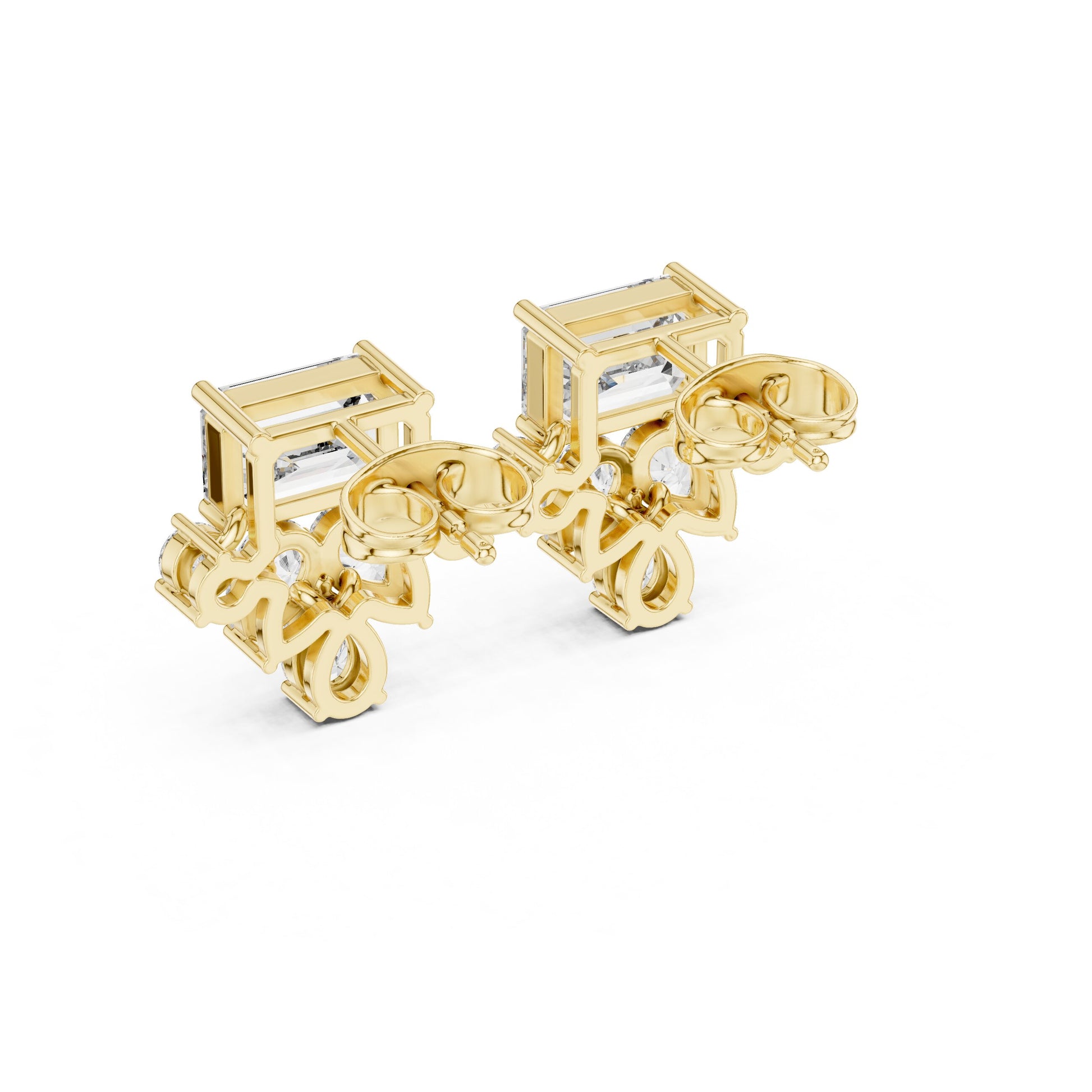Mixed Shape Lab Grown Diamond Cluster Earrings